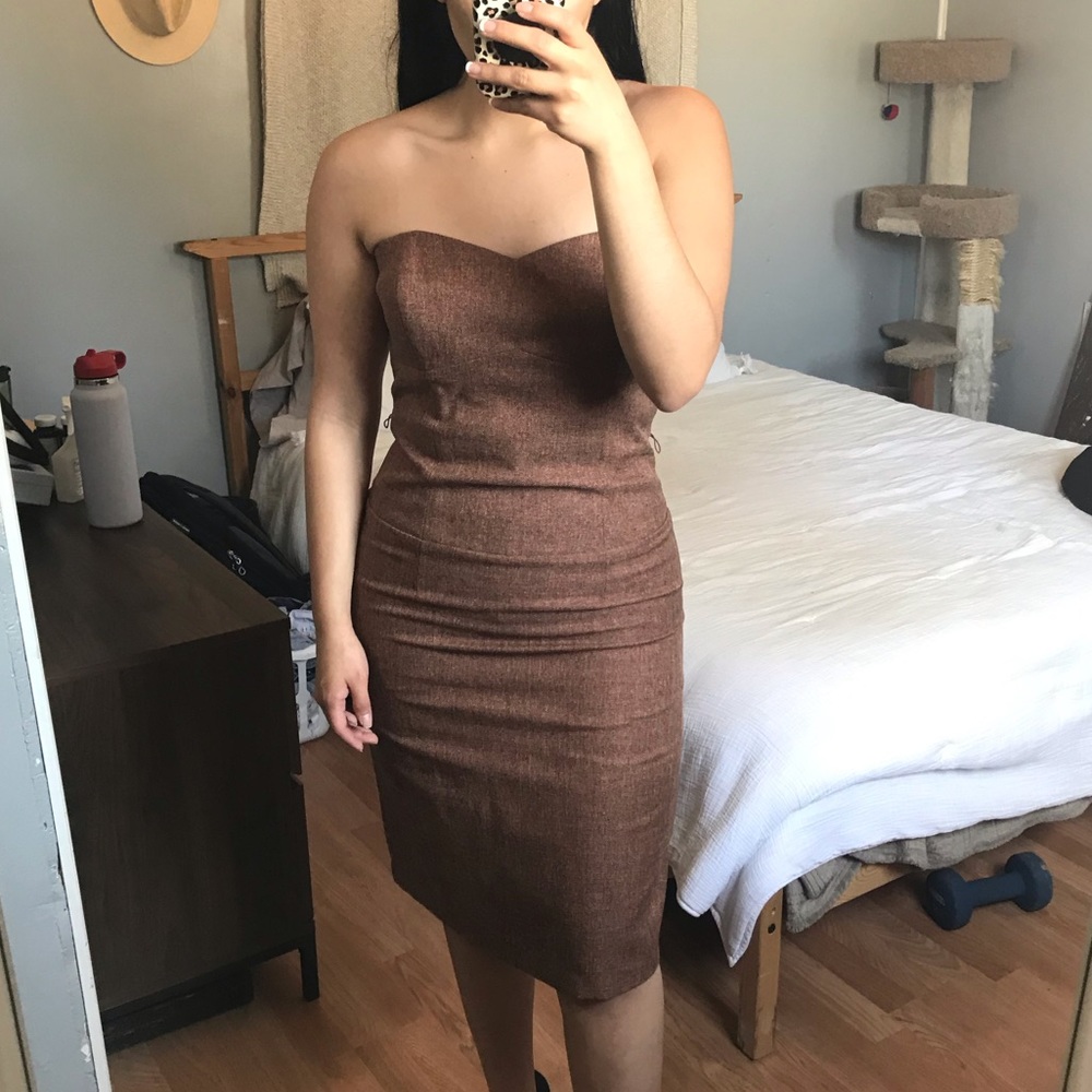 Orange strapless dress